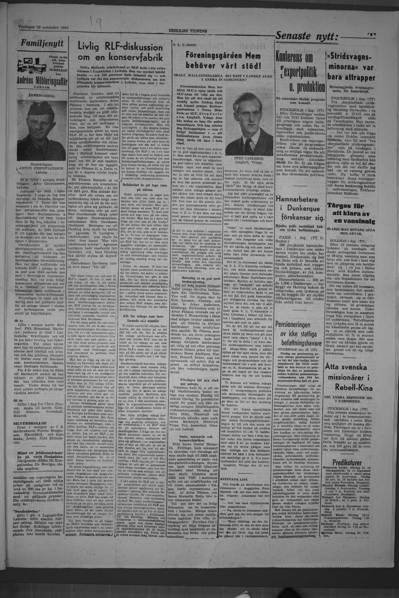 Laholms Tidning Fredag 19 november 1948, sida 3