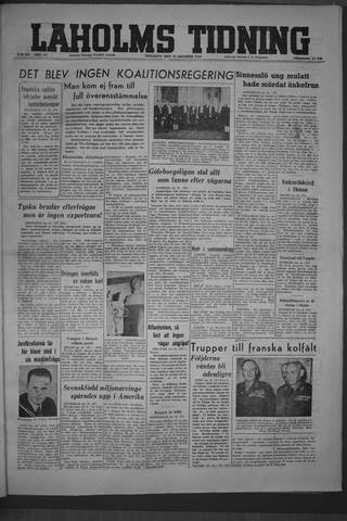 Förstasidan, Tisdag 19 oktober 1948