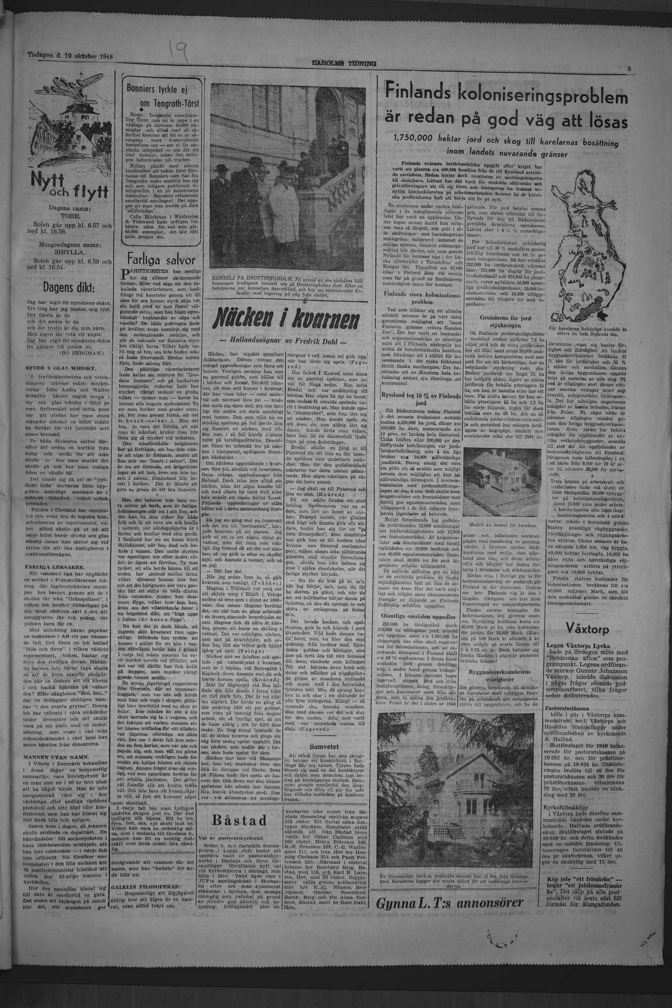 Laholms Tidning Tisdag 19 oktober 1948, sida 5