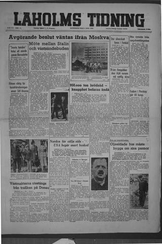 Förstasidan, Måndag 2 augusti 1948