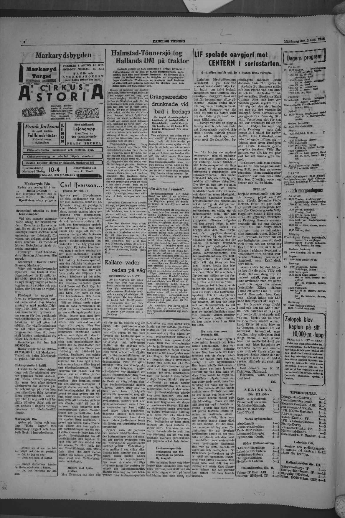Laholms Tidning Måndag 2 augusti 1948, sida 4