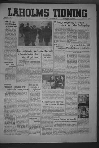 Förstasidan, Torsdag 2 december 1948