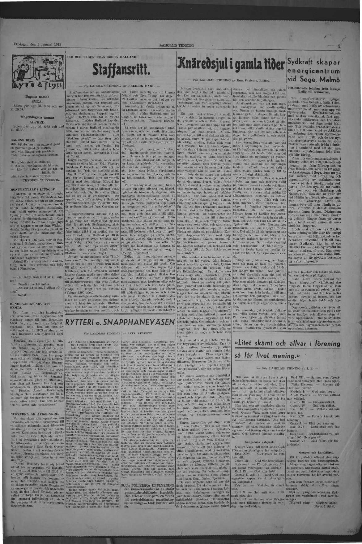 Laholms Tidning Fredag 2 januari 1948, sida 5
