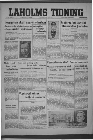 Förstasidan, Fredag 2 juli 1948
