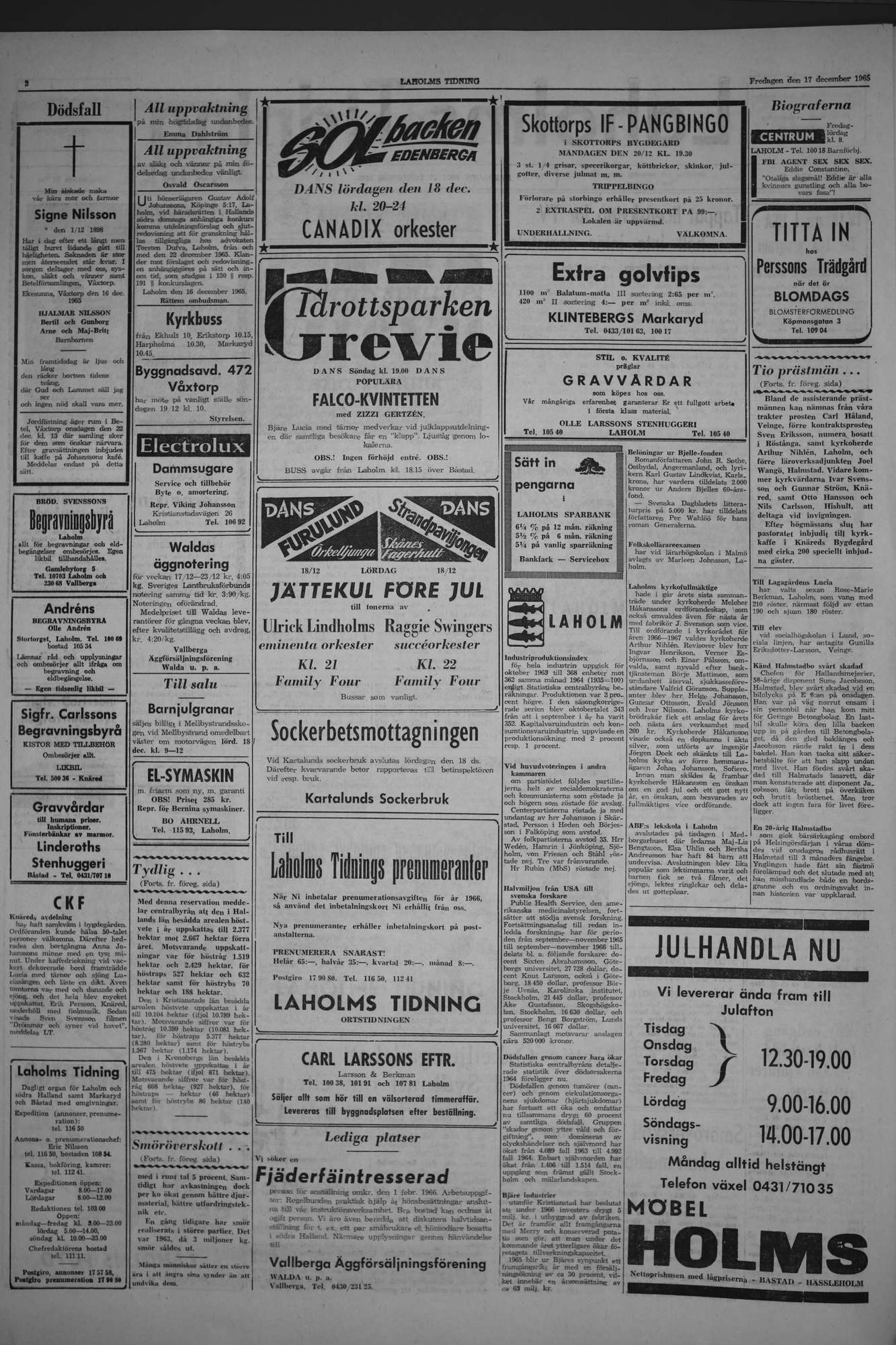 Laholms Tidning Fredag 17 december 1965, sida 2