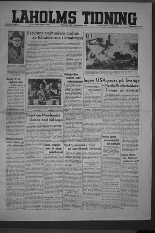 Förstasidan, Tisdag 2 november 1948