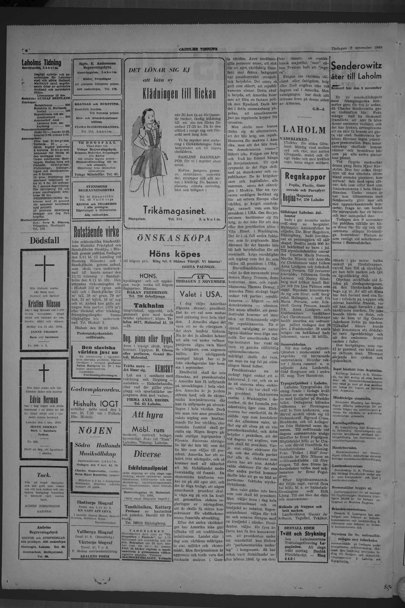 Laholms Tidning Tisdag 2 november 1948, sida 2