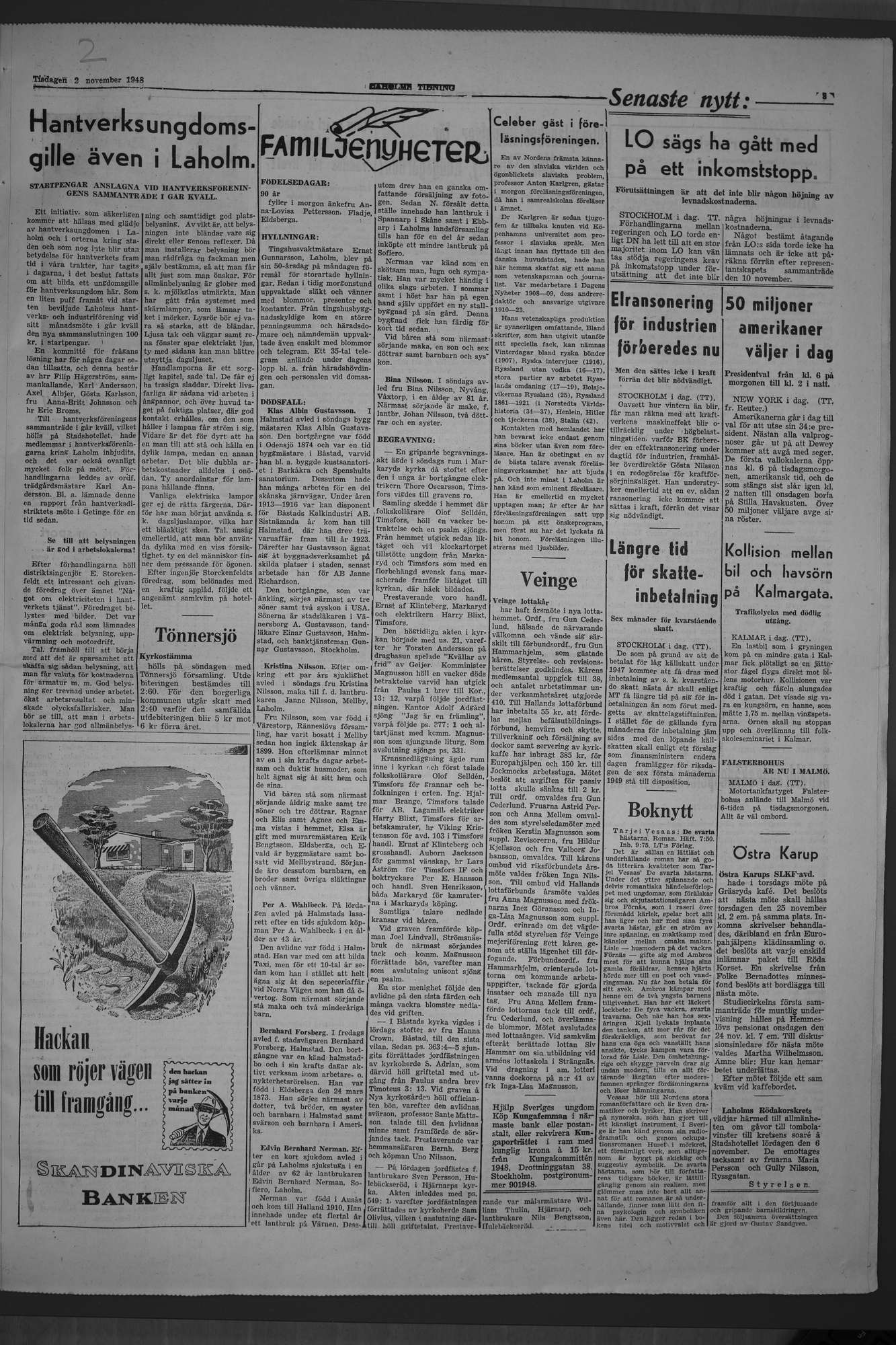 Laholms Tidning Tisdag 2 november 1948, sida 3