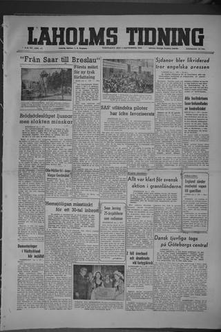 Förstasidan, Torsdag 2 september 1948