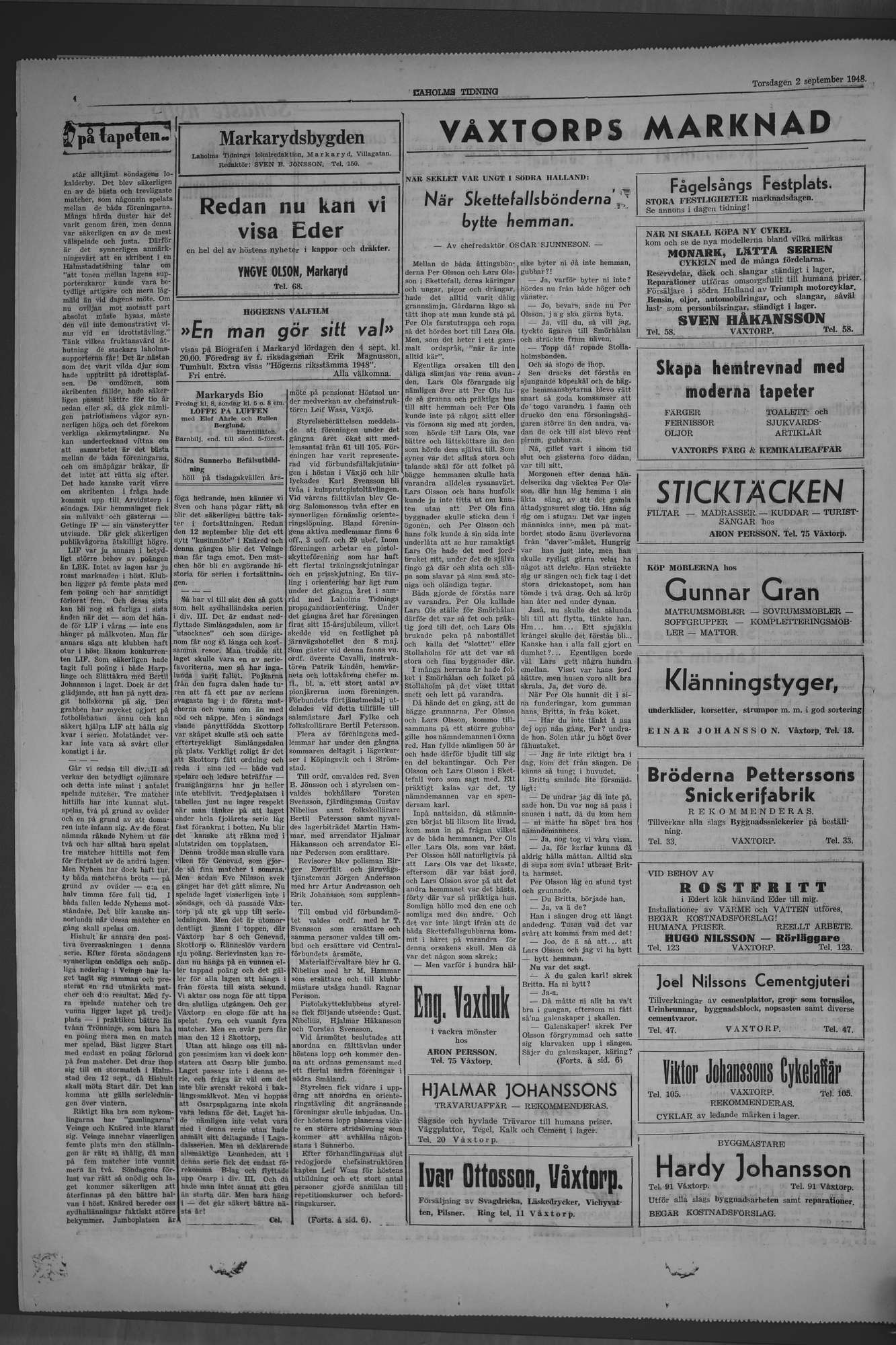 Laholms Tidning Torsdag 2 september 1948, sida 4