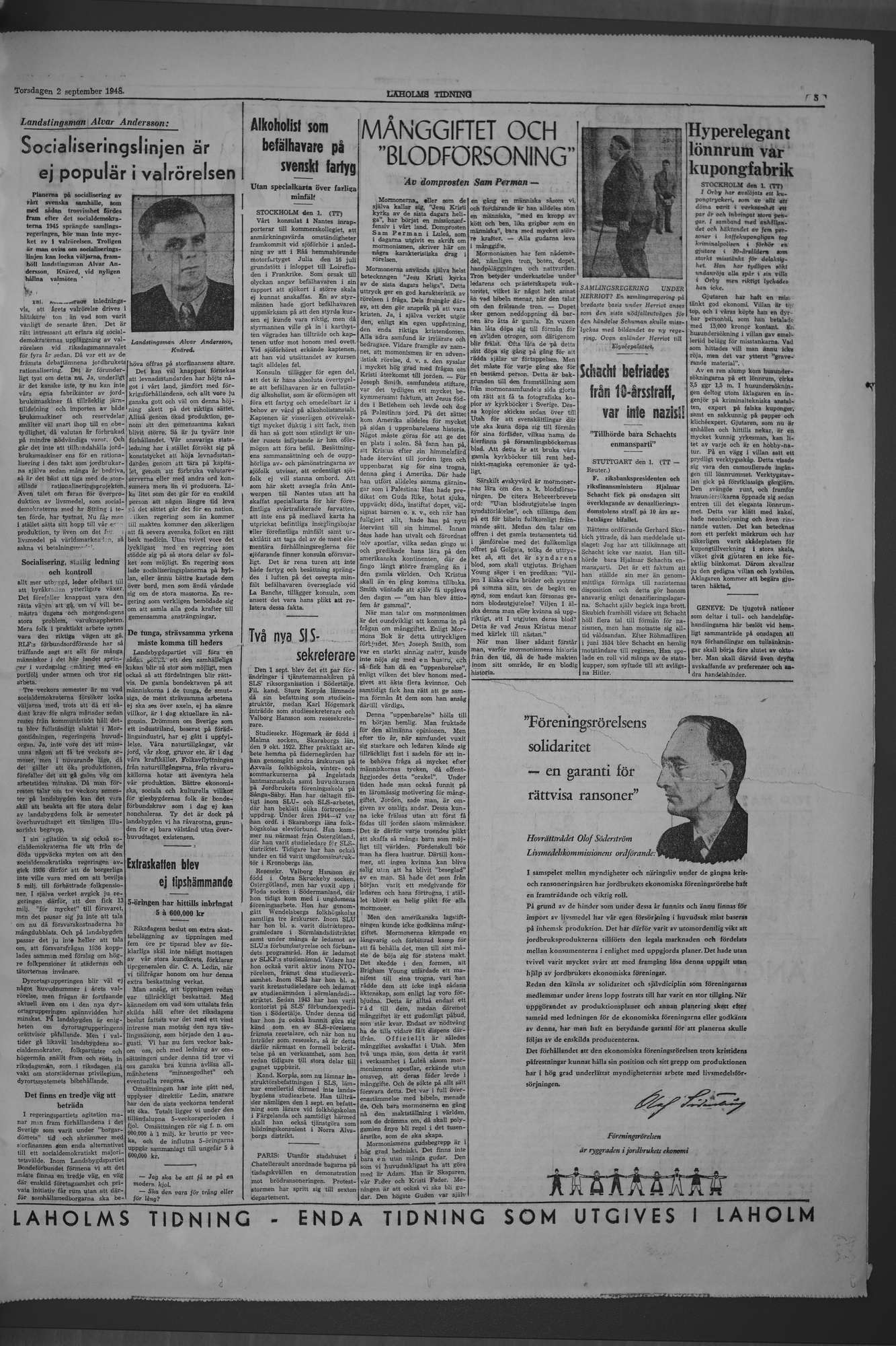 Laholms Tidning Torsdag 2 september 1948, sida 5