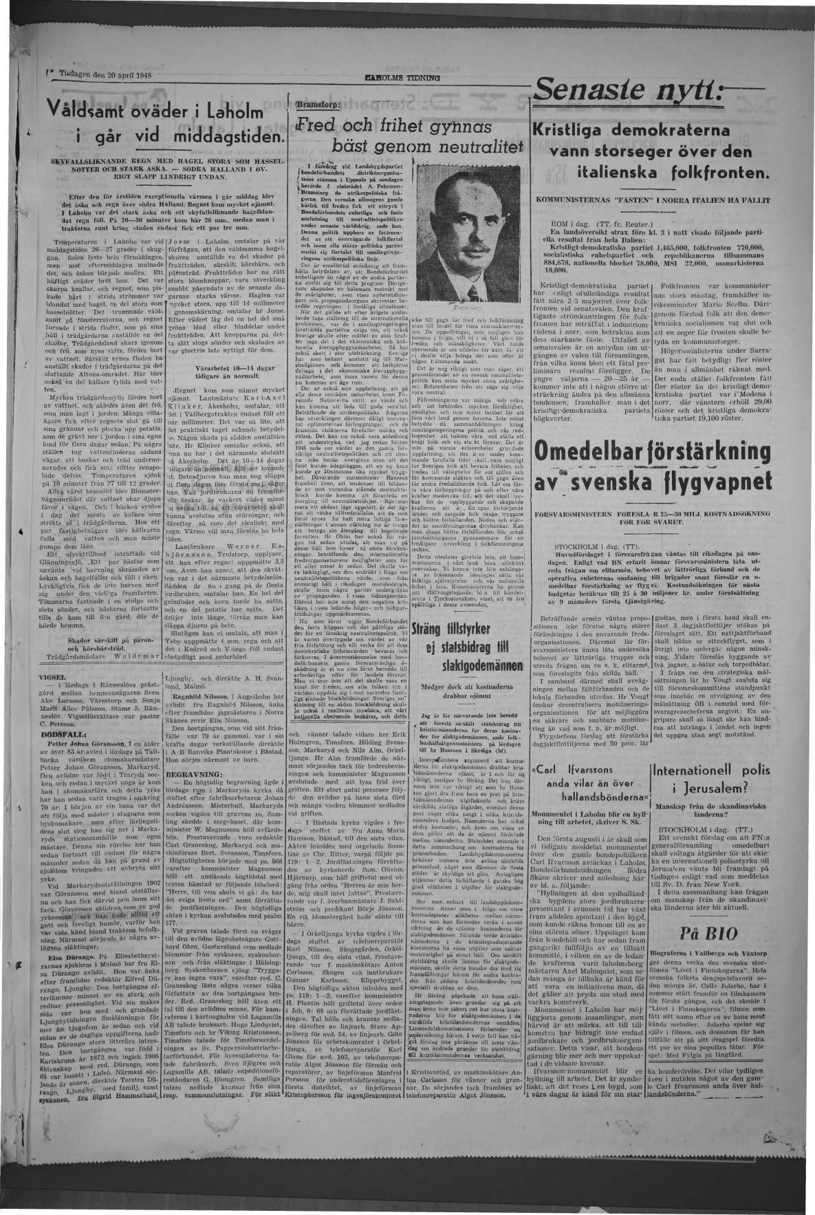 Laholms Tidning Tisdag 20 april 1948, sida 3