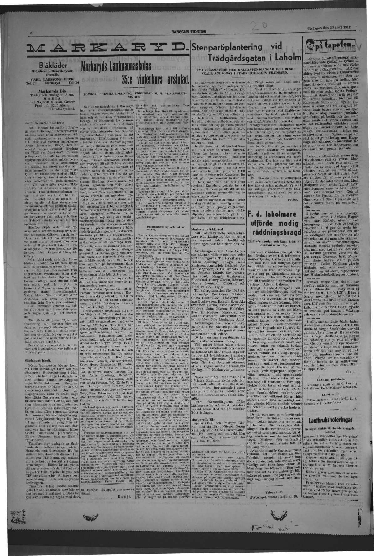 Laholms Tidning Tisdag 20 april 1948, sida 4