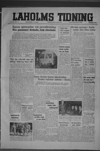 Förstasidan, Fredag 20 augusti 1948