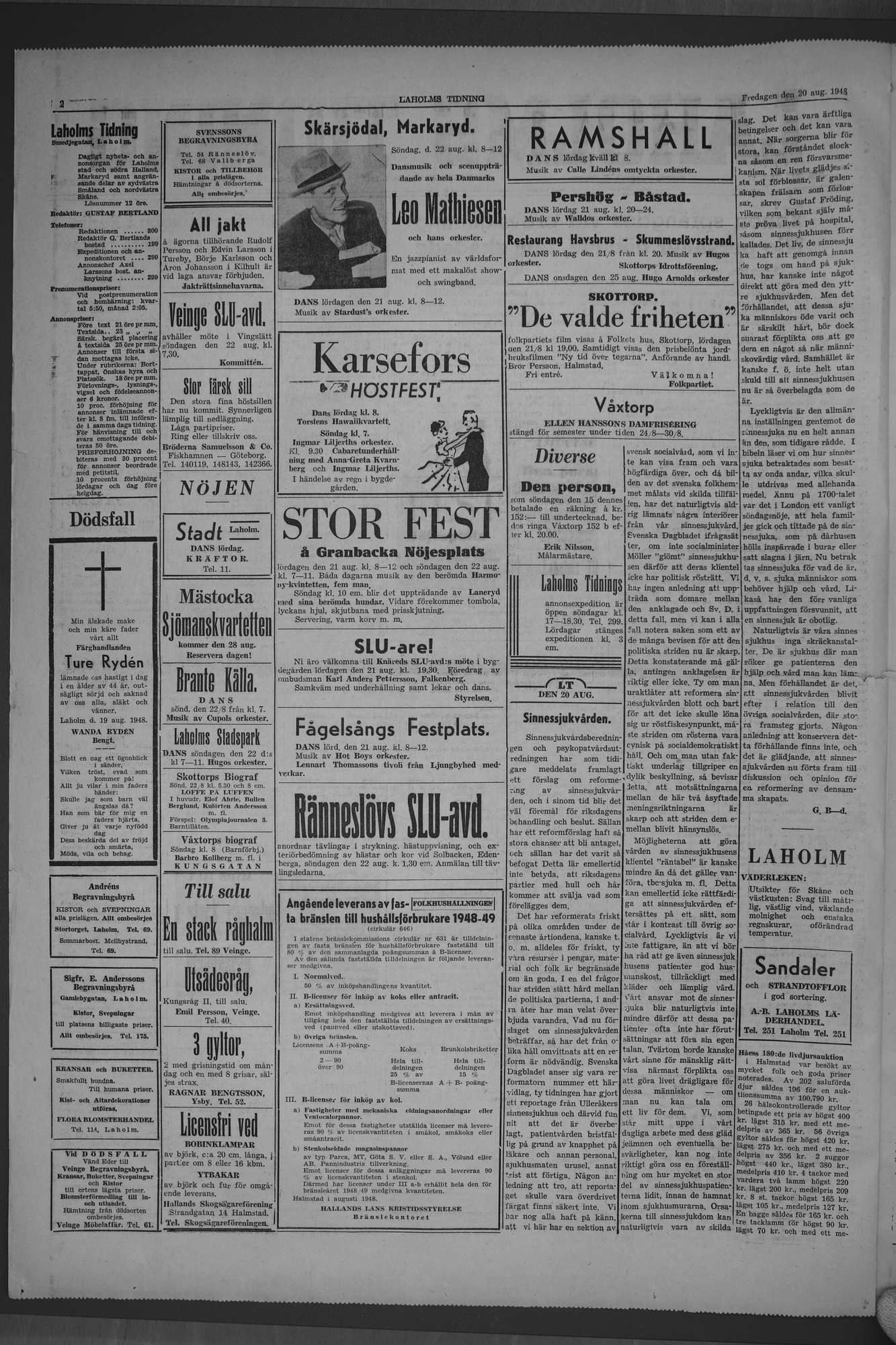 Laholms Tidning Fredag 20 augusti 1948, sida 2