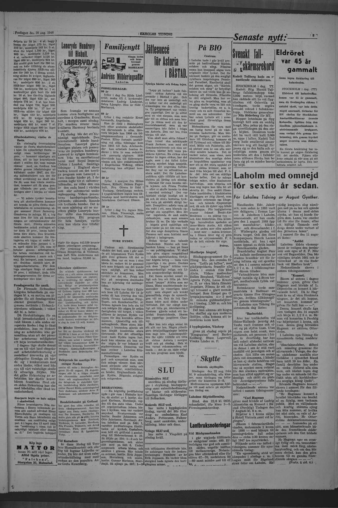 Laholms Tidning Fredag 20 augusti 1948, sida 3