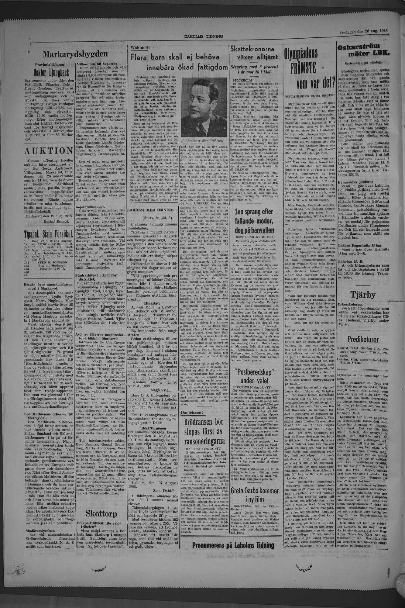 Laholms Tidning Fredag 20 augusti 1948, sida 4