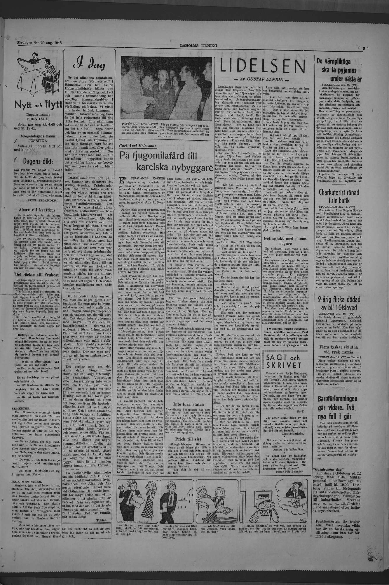 Laholms Tidning Fredag 20 augusti 1948, sida 5