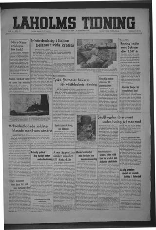 Förstasidan, Fredag 20 februari 1948
