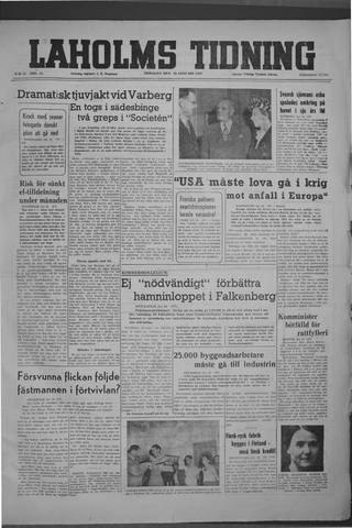 Förstasidan, Tisdag 20 januari 1948