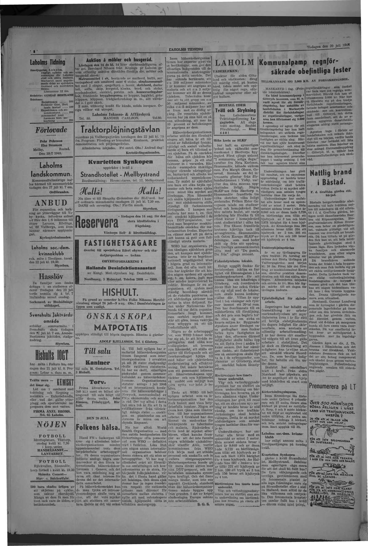 Laholms Tidning Tisdag 20 juli 1948, sida 2