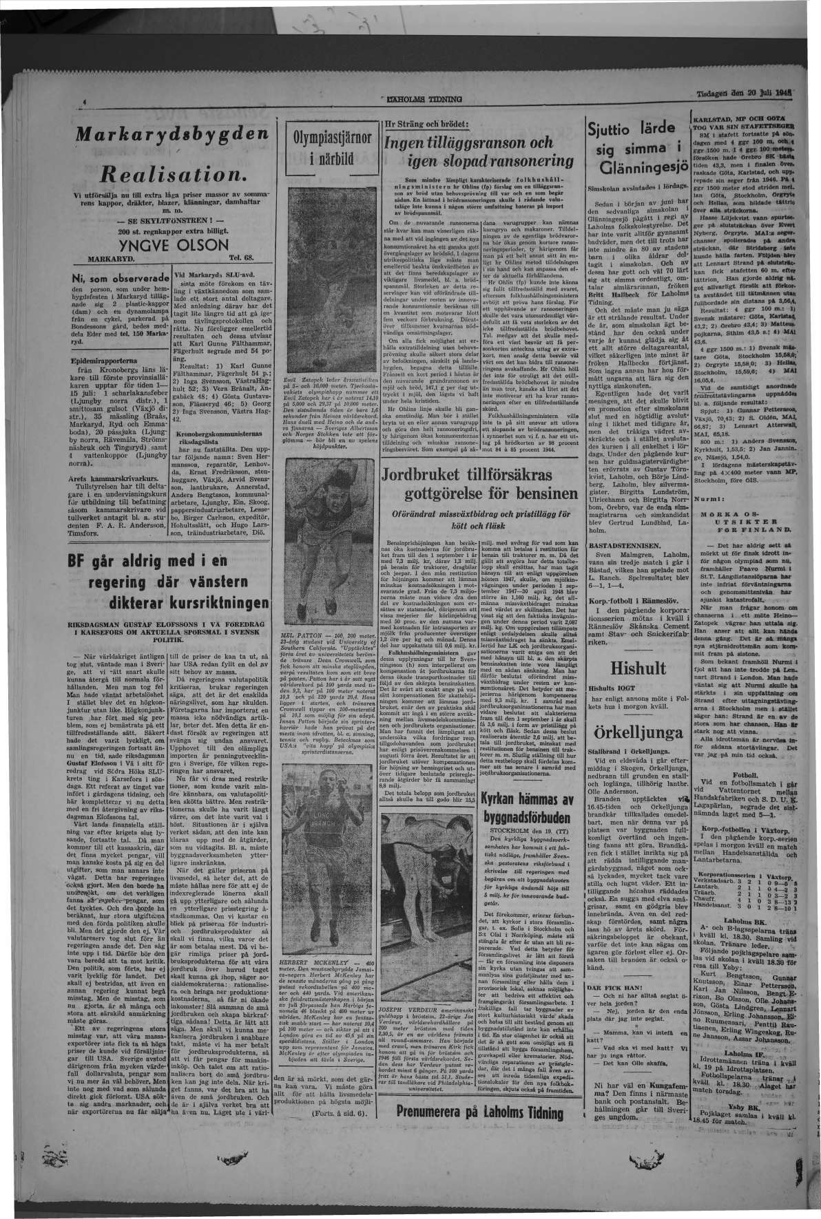 Laholms Tidning Tisdag 20 juli 1948, sida 4