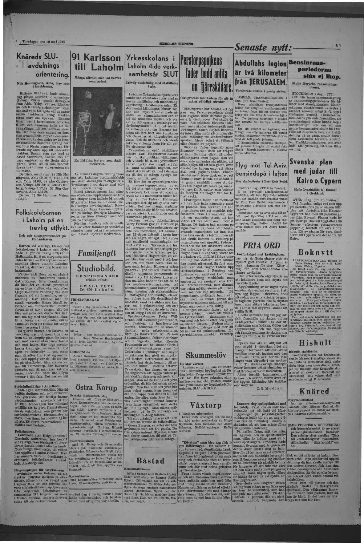 Laholms Tidning Torsdag 20 maj 1948, sida 3