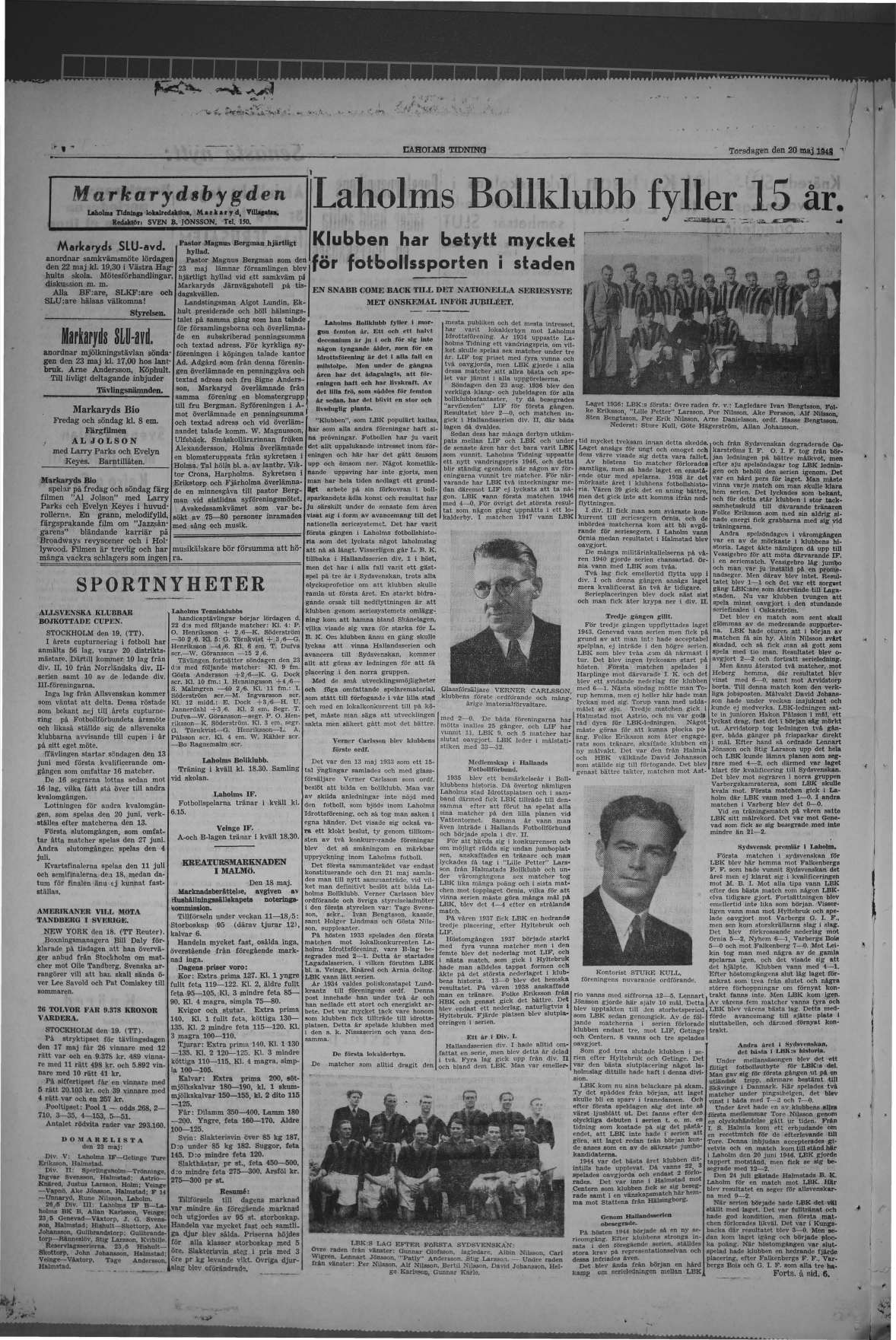 Laholms Tidning Torsdag 20 maj 1948, sida 4