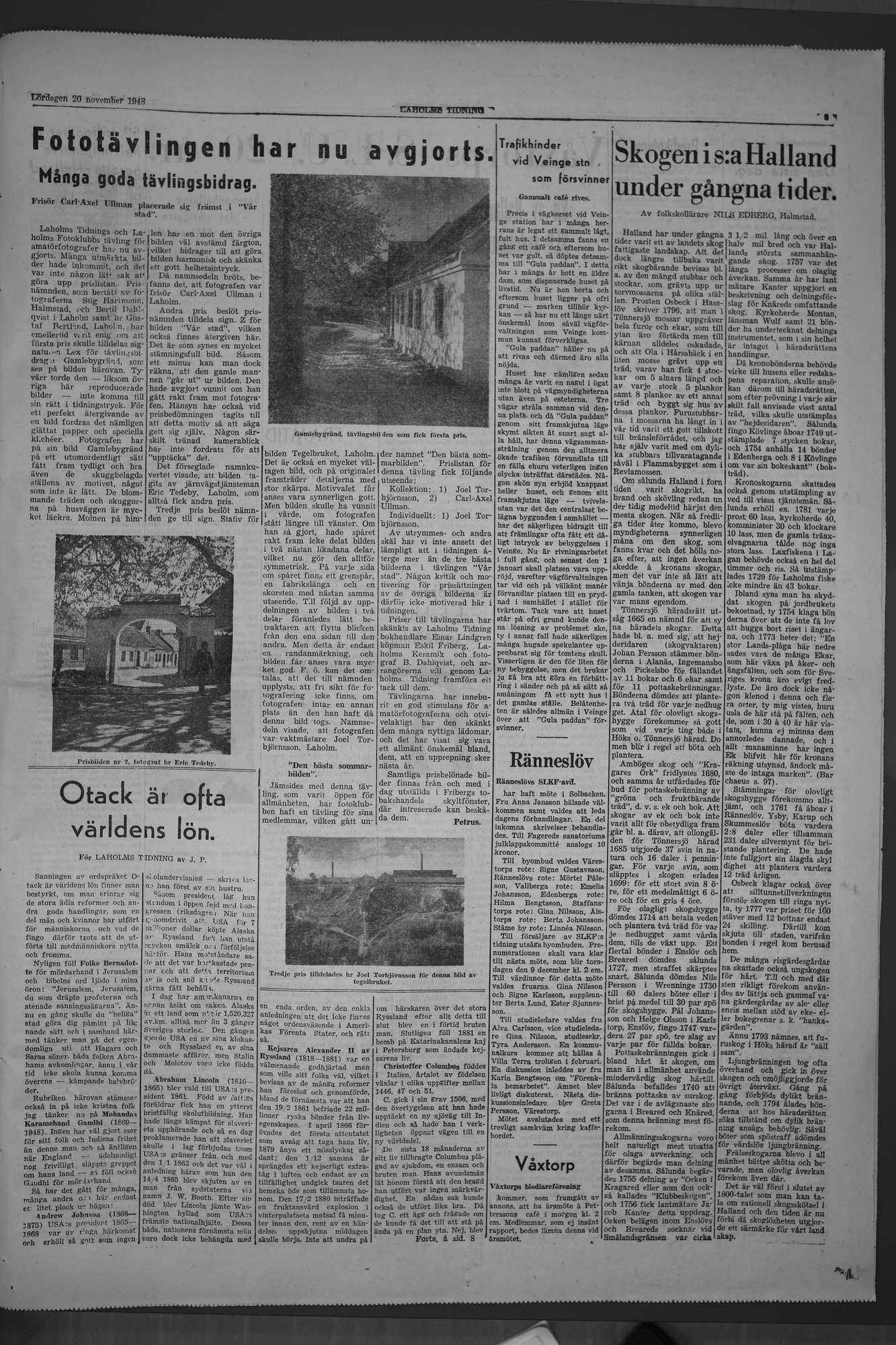 Laholms Tidning Lördag 20 november 1948, sida 5