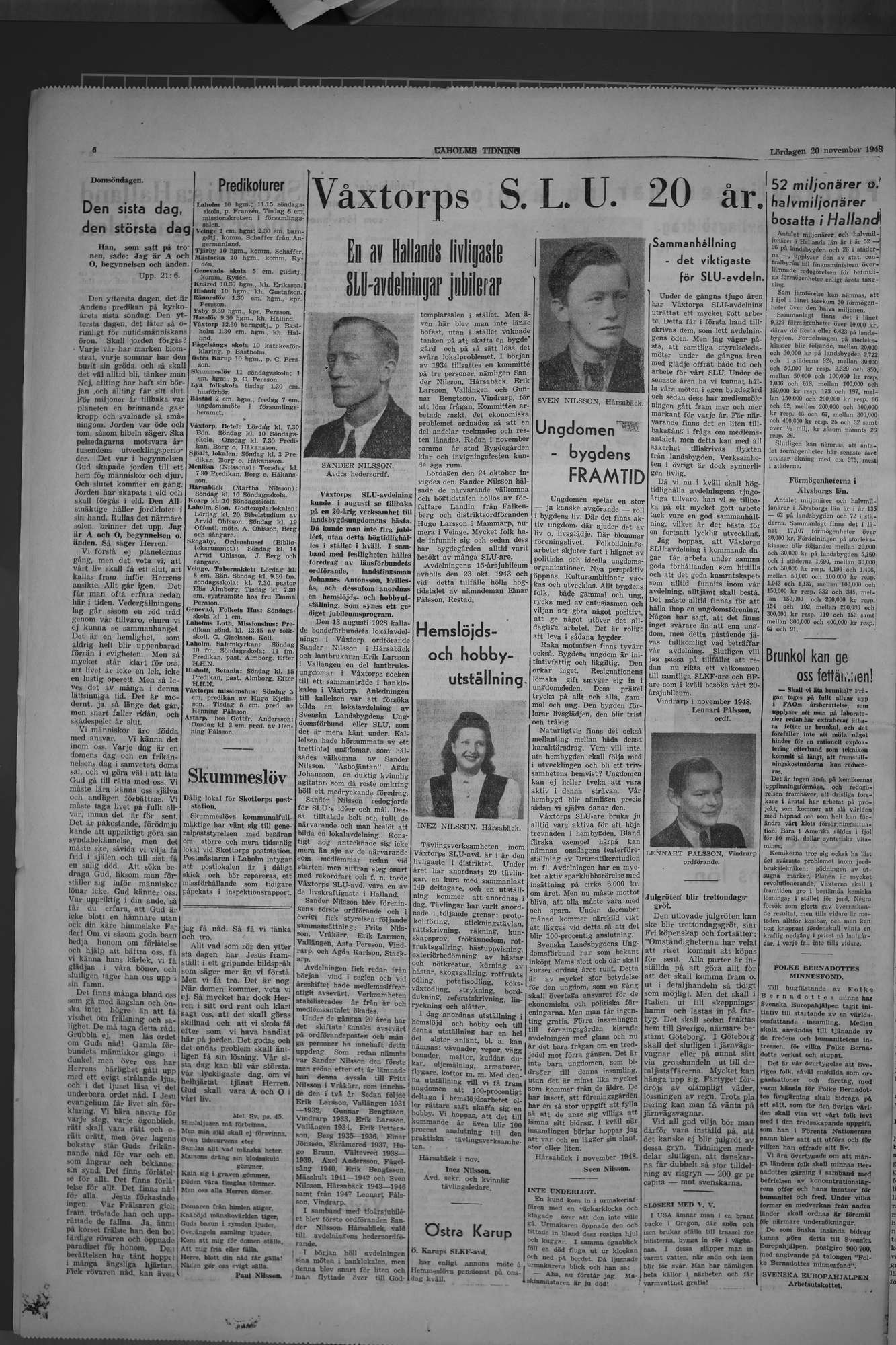 Laholms Tidning Lördag 20 november 1948, sida 6