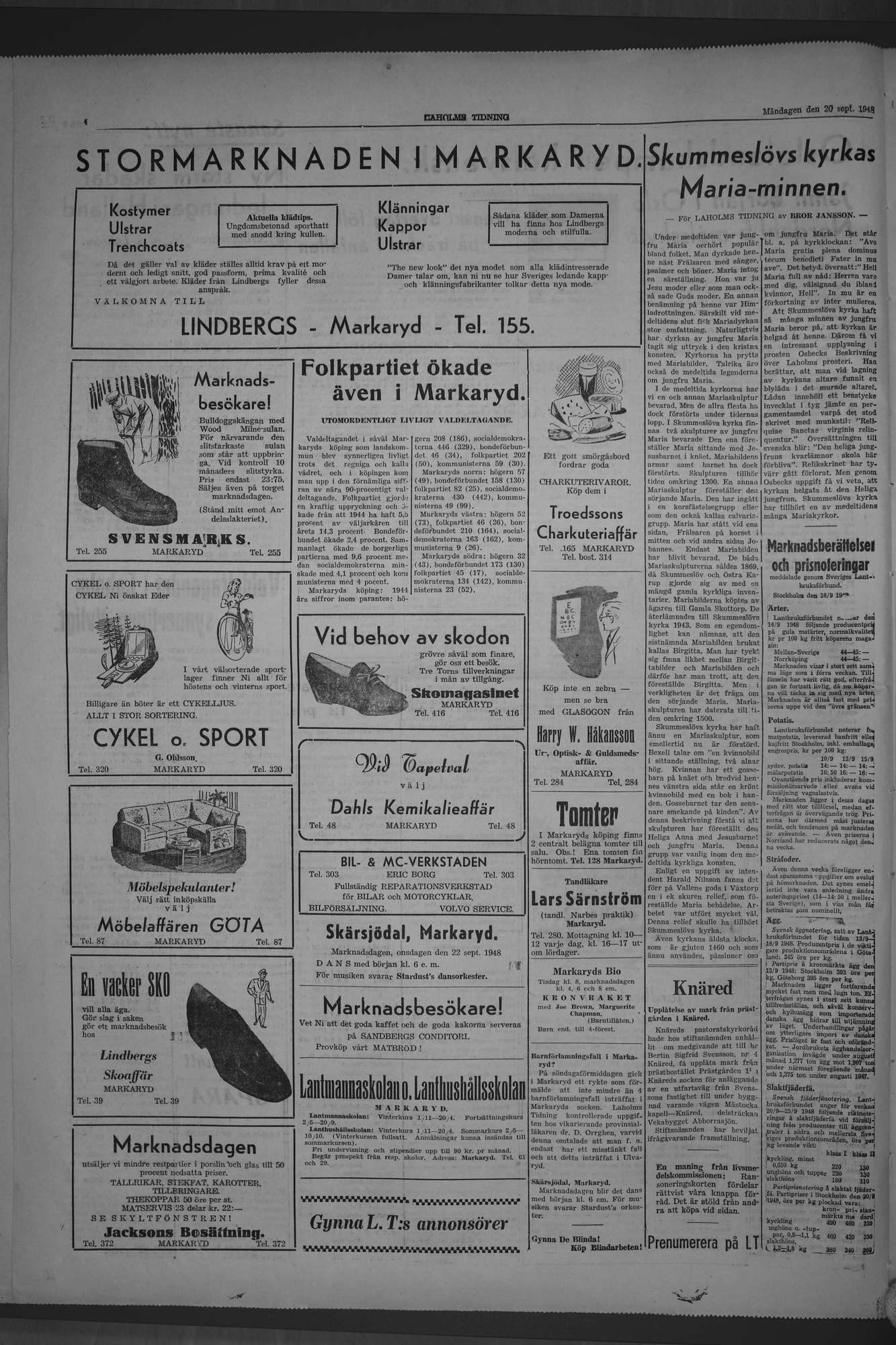 Laholms Tidning Måndag 20 september 1948, sida 4