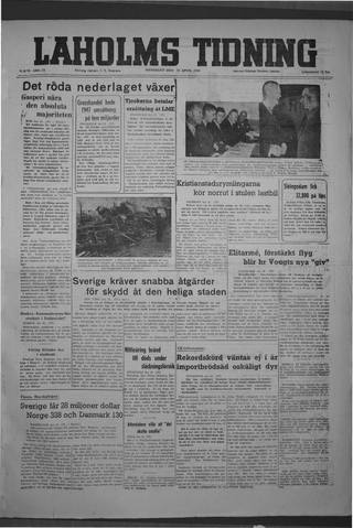 Förstasidan, Onsdag 21 april 1948