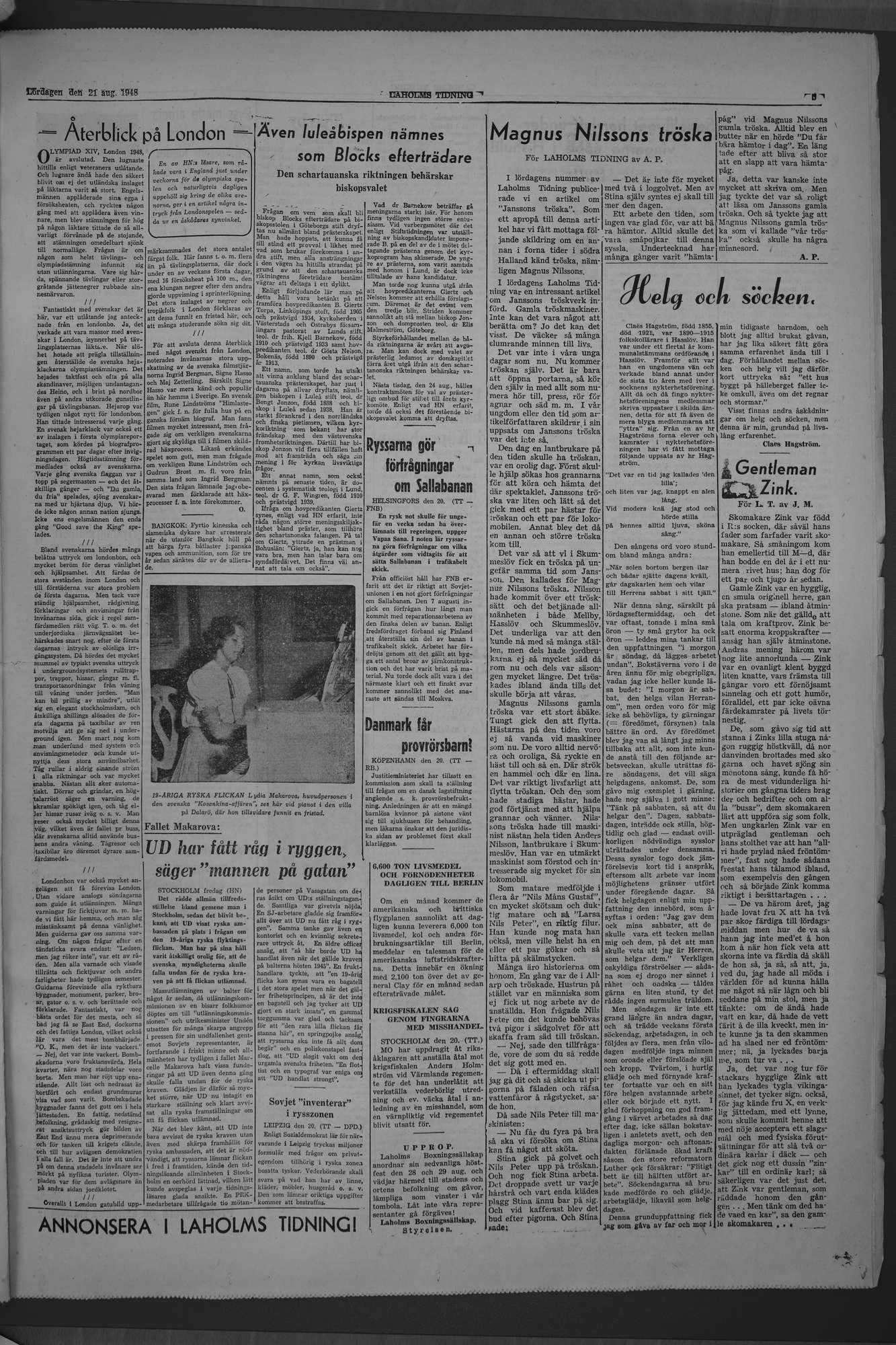 Laholms Tidning Lördag 21 augusti 1948, sida 5