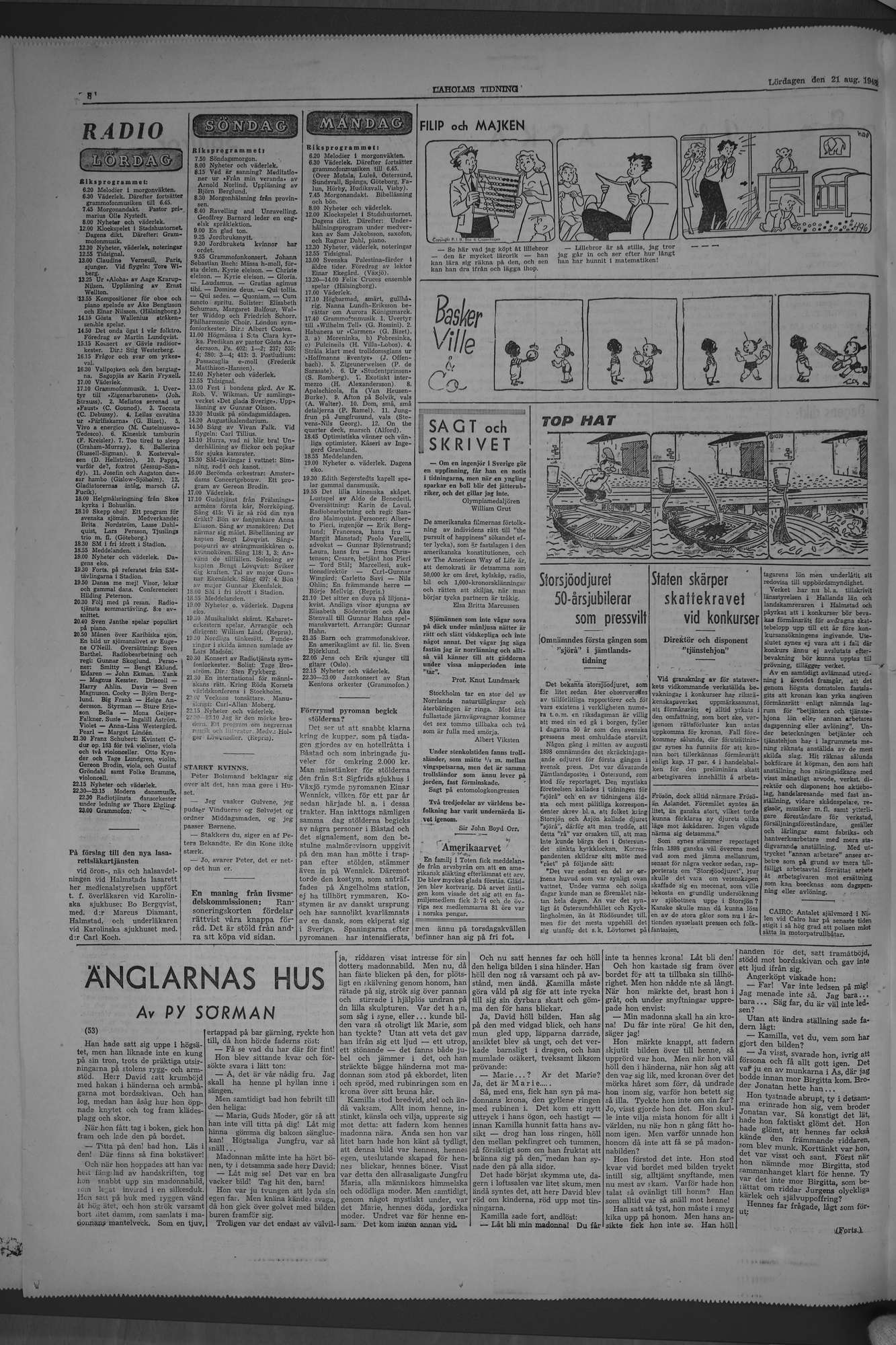 Laholms Tidning Lördag 21 augusti 1948, sida 8