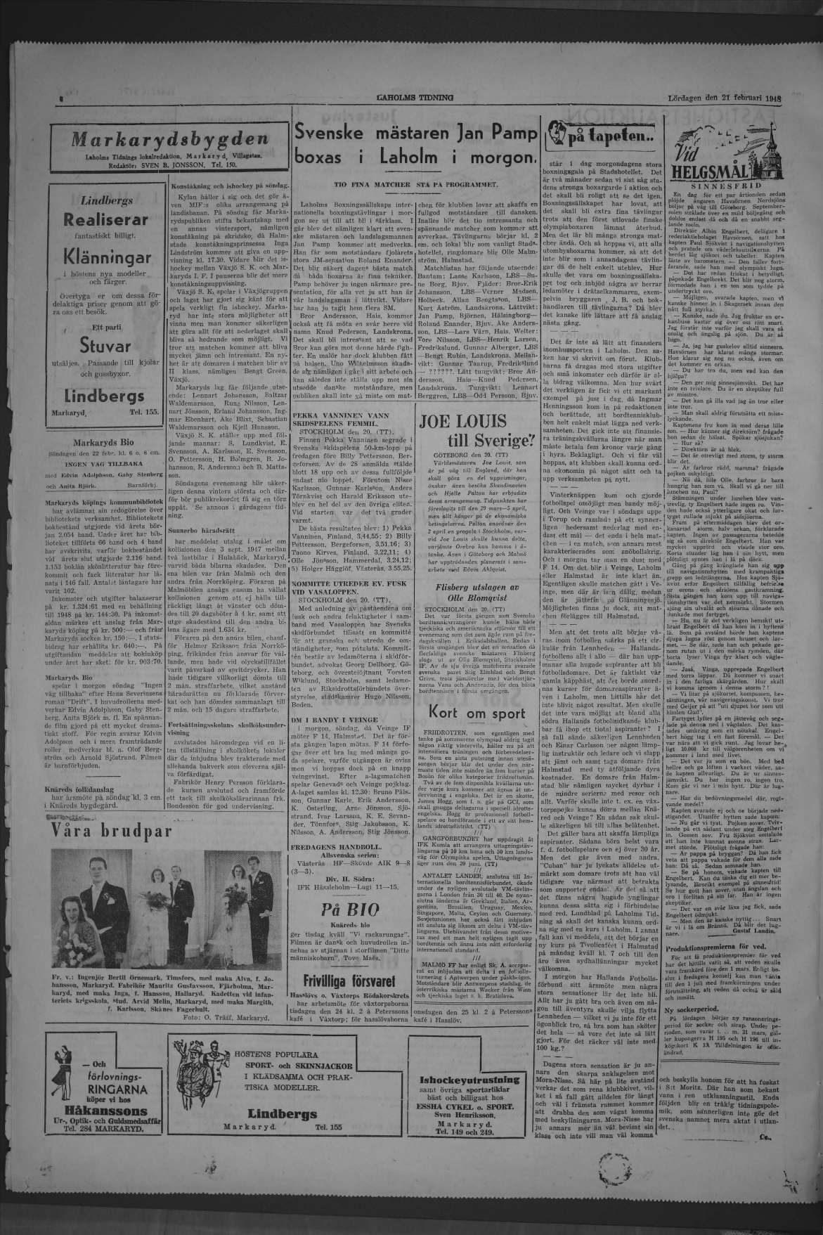 Laholms Tidning Lördag 21 februari 1948, sida 4