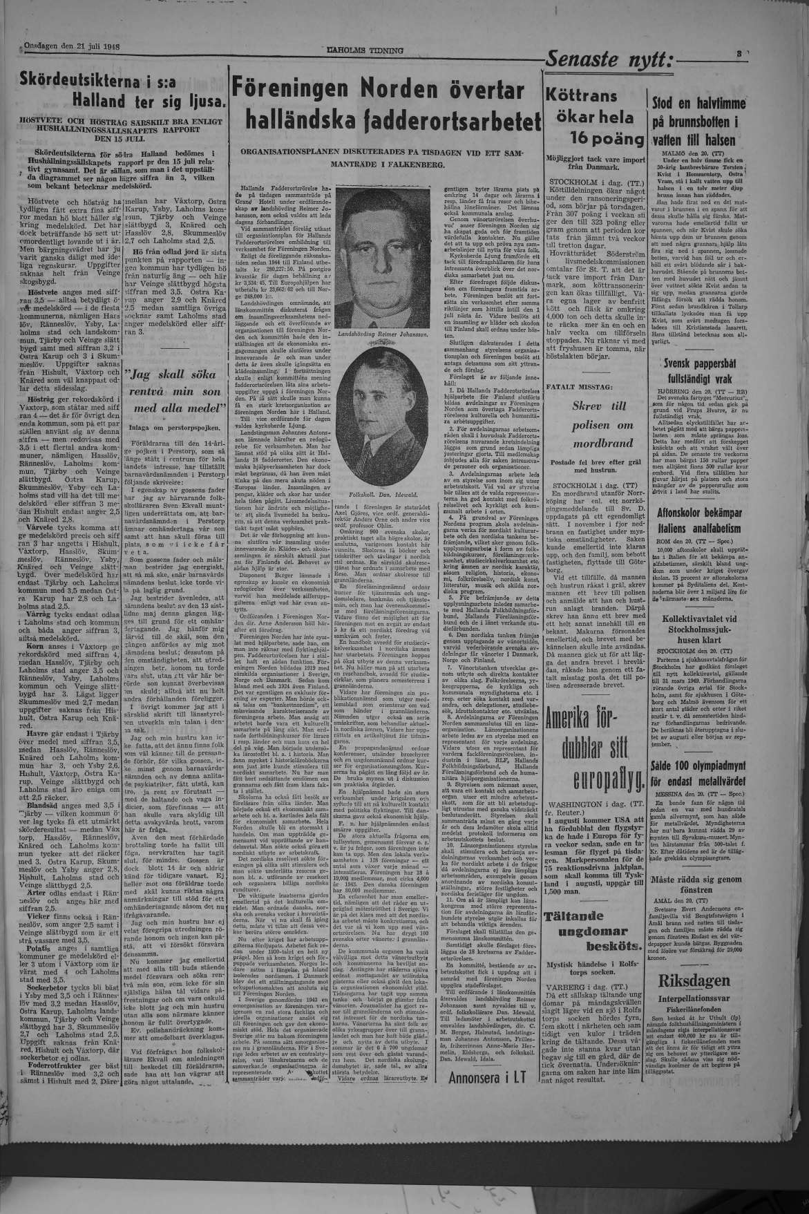 Laholms Tidning Onsdag 21 juli 1948, sida 3