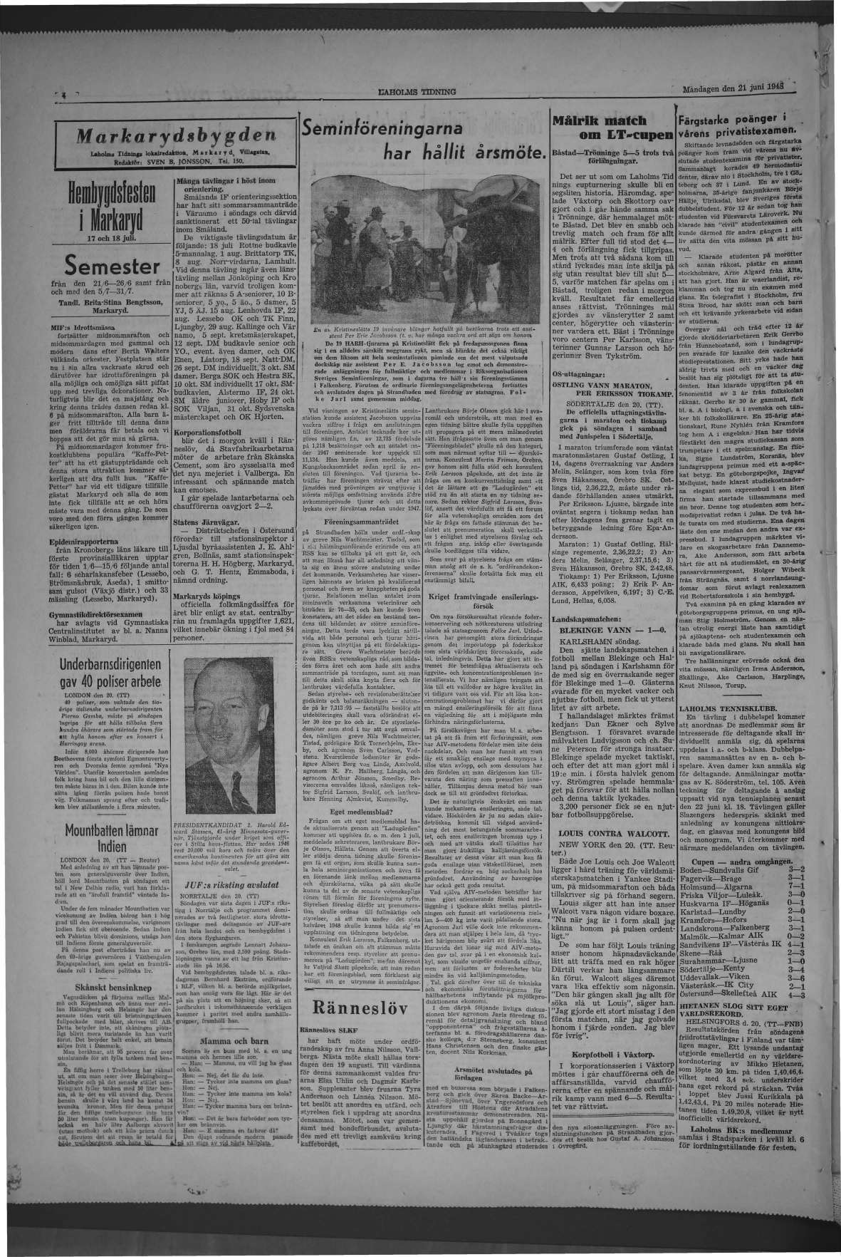 Laholms Tidning Måndag 21 juni 1948, sida 4