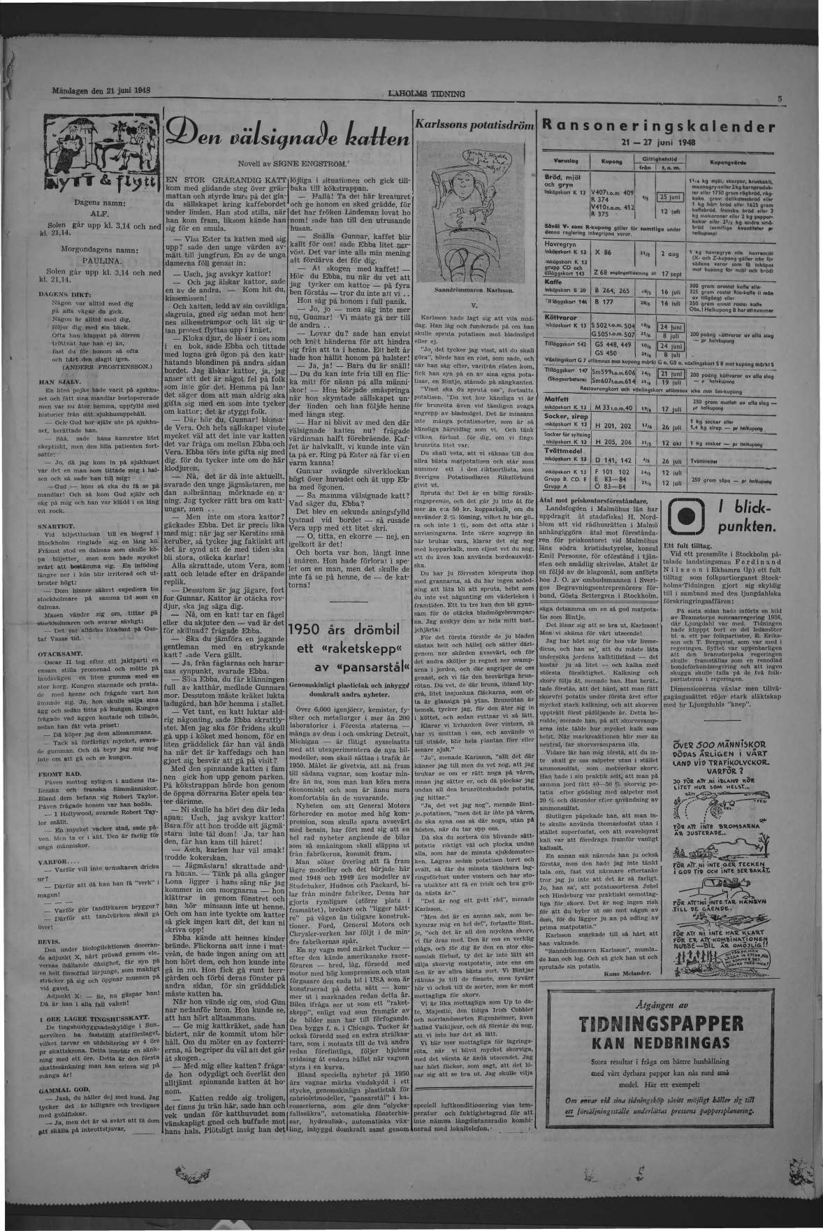 Laholms Tidning Måndag 21 juni 1948, sida 5