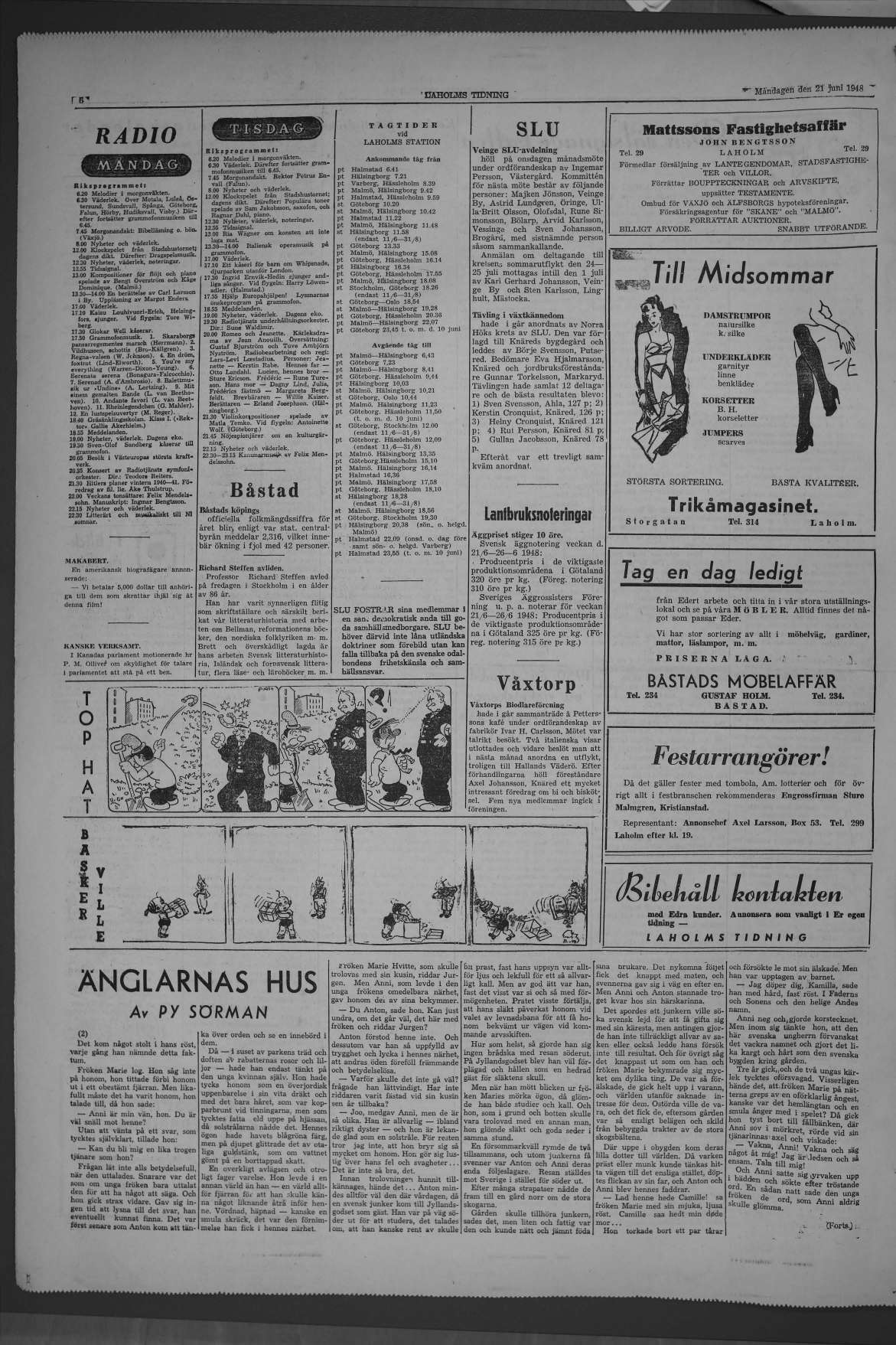 Laholms Tidning Måndag 21 juni 1948, sida 6