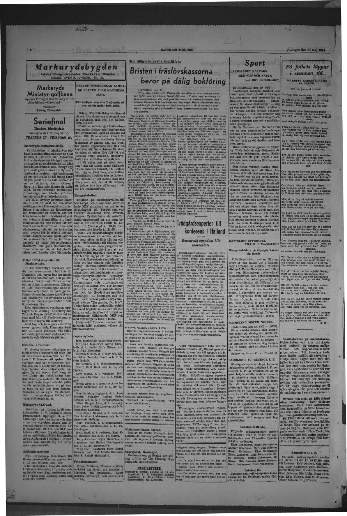 Laholms Tidning Fredag 21 maj 1948, sida 4