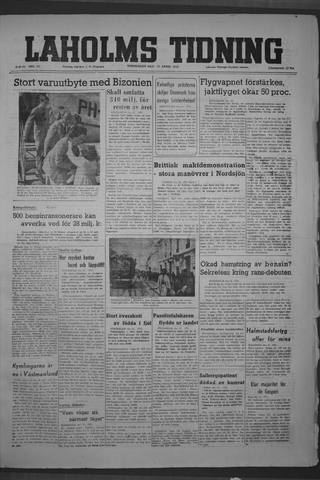 Förstasidan, Torsdag 22 april 1948