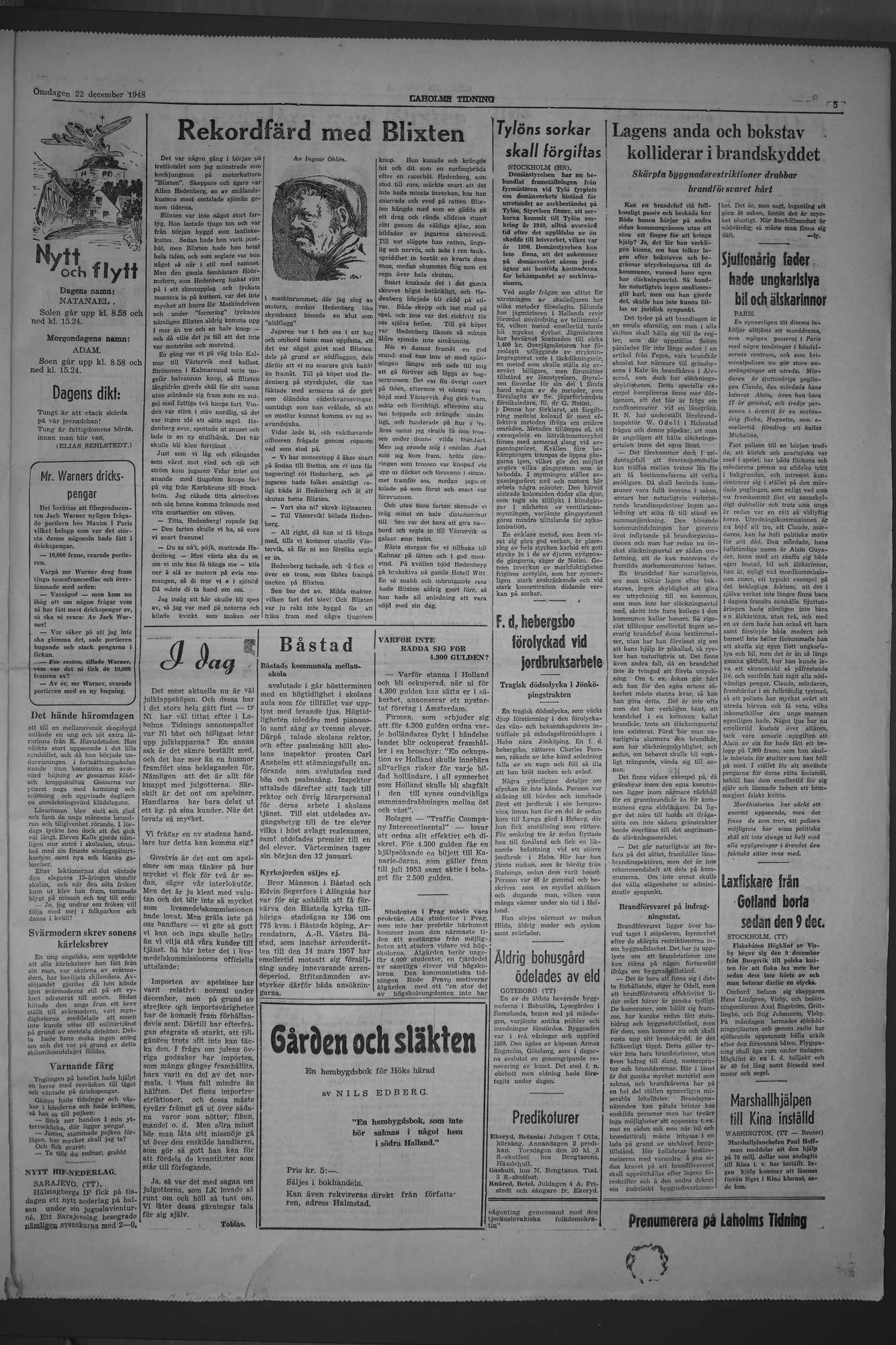 Laholms Tidning Onsdag 22 december 1948, sida 5