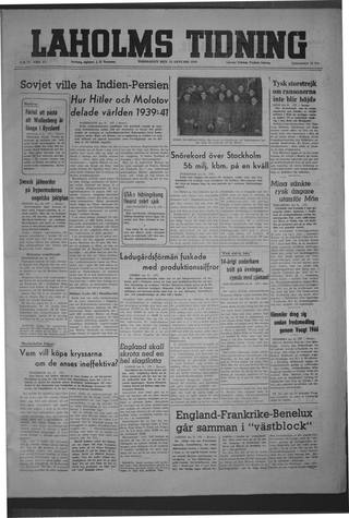 Förstasidan, Torsdag 22 januari 1948