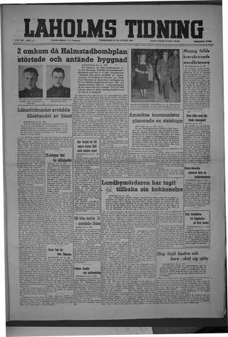 Förstasidan, Torsdag 22 juli 1948