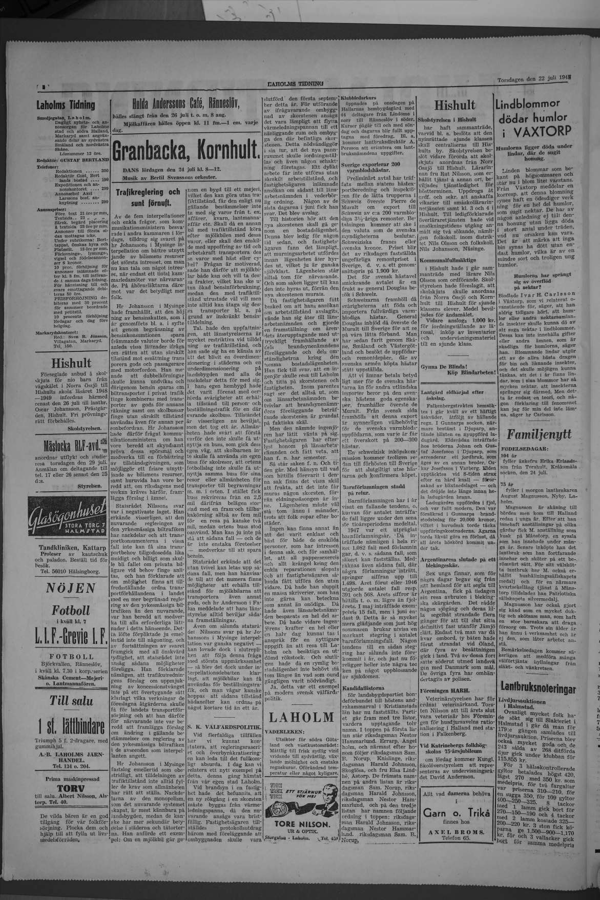 Laholms Tidning Torsdag 22 juli 1948, sida 2