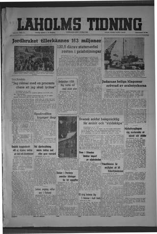 Förstasidan, Lördag 22 maj 1948