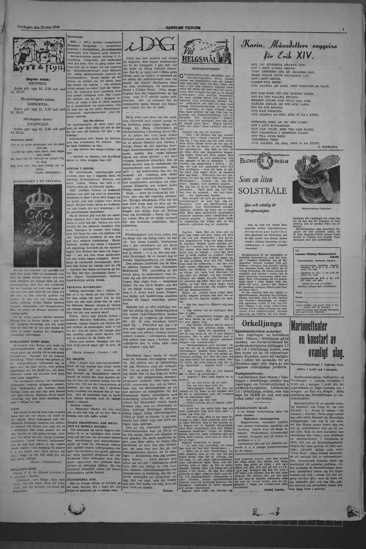 Laholms Tidning Lördag 22 maj 1948, sida 7