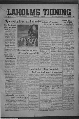 Förstasidan, Måndag 22 mars 1948