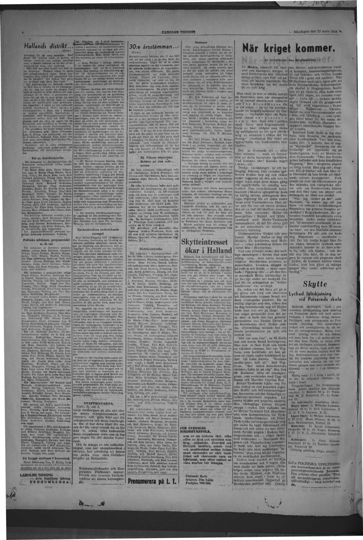 Laholms Tidning Måndag 22 mars 1948, sida 6