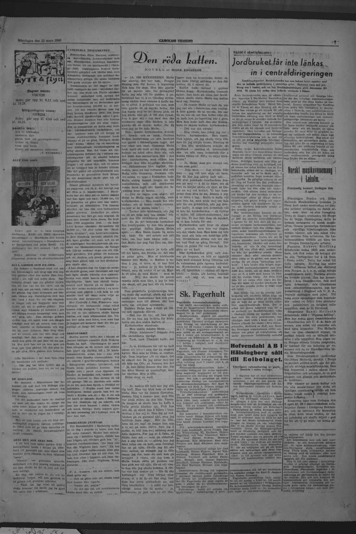 Laholms Tidning Måndag 22 mars 1948, sida 7